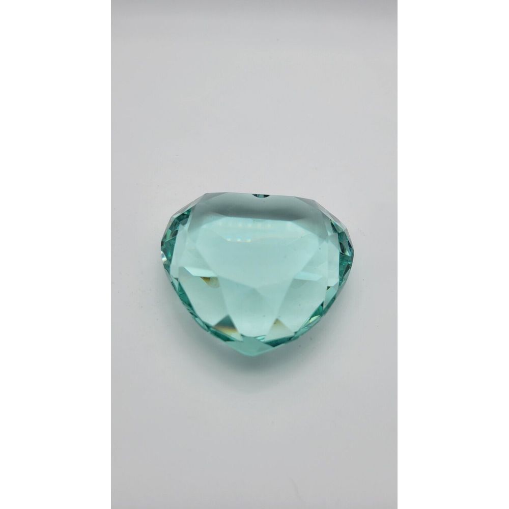 Beautiful signed ROSENTHAL Green Cut Glass Crystal‎ Heart Paperweight